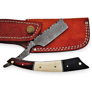 Jexmoo DIY OEM Navaja de Afeitar Recta Tradicional de Acero de Damasco Hecha a Mano de 7 Pulgadas con Funda de Cuero para Barberos, 14 Días de Garantía, 1 Cuchilla de Regalo - Product Image 1