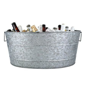 Most Popular Round Shape Galvanized Metal Wine Cooler Ice Bucket Wood Handle High Quality Party Use Classic Style Eco-Friendly - Product Image 6