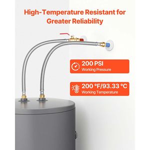 Valvola a sfera 3/4'' FIP x 3/4'' PTC in acciaio inossidabile, kit connettore per scaldabagno con valvola a innesto rapido, tubi flessibili per impianti idraulici - Product Image 5