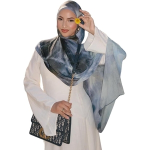 <b>Chiffon</b> Islamic Hijab <b>Scarf</b> With Tie Dye Pattern Breathable Spring Summer Wear For Adults - Product Image 1