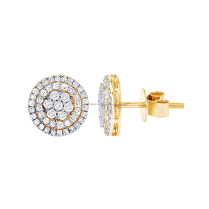 Boucles d'oreilles clous en or massif 10 carats avec diamants naturels taille brillant de 0,57 ct, 2,8 g, style minimaliste de luxe, cadeau pour femme, idéal pour les fêtes - Product Image 1