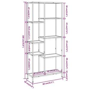 Estantería de color marrón claro y negro con madera de ingeniería y acero, elegantes estanterías para libros - Product Image 5