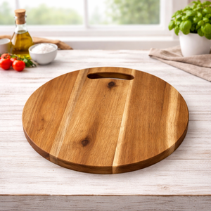 Tabla de Cortar Redonda de Bambú con Asa, Ecológica, Antideslizante y Duradera para Uso en la Cocina, Suministro OEM - Product Image 1