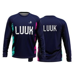 OEM ODM, fabrication sur mesure, t-shirt de sport pour homme à manches longues, respirant, antibactérien, séchage rapide, col rond, imprimé sur mesure, 100% polyester - Product Image 1