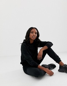 Ensemble de survêtement sportif pour femmes en polyester/nylon noir, 2 pièces, décontracté, manches longues, col rond, couleur unie, respirant, de haute qualité, hiver - Product Image 1