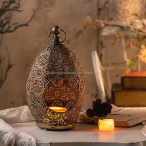 Bán buôn handmade Bohemian phong cách kim loại đèn lồng Morocco lấy cảm hứng từ nhà thờ trang trí nội thất trụ cột bảng đứng phục sinh - Product Image 6