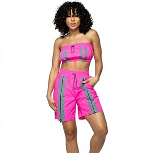 Conjunto Deportivo de Dos Piezas para Mujer, Estilo Y2K, Top sin Tirantes, Shorts Transpirables de Secado Rápido, Tejido 100% Algodón, Casual para Primavera/Verano - Product Image 3