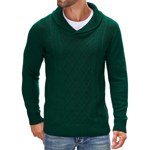Men's Green Knitted <b>Argyle</b> Pattern Pullover <b>Sweater</b> Full Sleeve Regular Fit Autumn Wear - Product Image 6