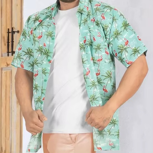เสื้อเชิ้ตฮาวายชายแขนสั้นคุณภาพสูง ผ้าผสมคอตตอน/โพลีเอสเตอร์ ระบายอากาศ แห้งเร็ว กันยับ ใส่สบาย - Product Image 2