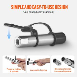 Acoplador de pistola de engrase de alta presión 10000 PSI con punta de liberación rápida de 3 mordazas, accesorios Zerk para manguera, limpiador de conexiones - Producto Premium - Product Image 4