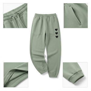 Ensemble de survêtement pour femme, coupe oversize, à épaules tombantes, avec sweat à capuche à cordon de serrage et pantalon de jogging, personnalisable, respirant, vert sauge uni - Product Image 4