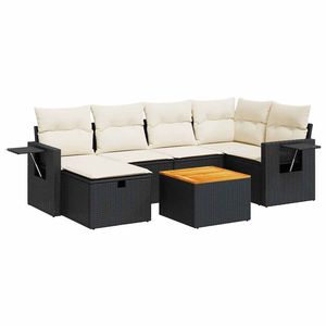 Ensemble de canapés de jardin noir et marron avec des meubles d'extérieur élégants blanc crème - Product Image 2