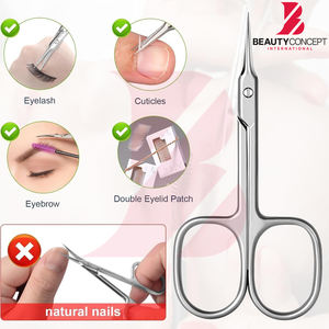 Tijeras de uñas de acero inoxidable con hoja curva, herramienta de manicura de precisión para recortar cejas y pestañas, y cuidado de la piel seca, precio al por mayor. - Product Image 5
