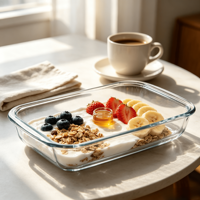 Plat de cuisson en verre borosilicate résistant à la chaleur, compatible four et micro-ondes, pour poisson, usage domestique, plat à poisson vapeur épaissi