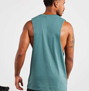 Machine Stitched Men Cut Out Sleeveless Shirt Gym <b>Stringer</b> <b>Vest</b> Blank Workout Shirt Muscle Tee Bodybuilding Tank Top Fitness - Product Image 2
