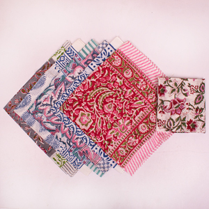 Hand Block Printed Cotton <b>Square</b> <b>Scarf</b>-Multi-Functional Women's Outdoor & Travel Use Floral Patterns Reversible Wraps All Season - Product Image 4