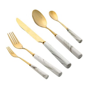 Modern Design <b>Gold</b> Polished Stainless Steel Metal Cutlery Set New Hammered <b>Kitchen</b> <b>Utensils</b> for Back to School - Product Image 2