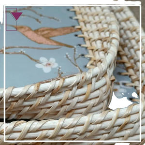 ชุดถาดเสิร์ฟทรงกลมหวายพิมพ์ลายเคลือบมือ ดีไซน์โบโฮสุดชิค ราคาไม่แพง เหมาะสำหรับห้องอาหารและเป็นของขวัญในวันหยุด - Product Image 2