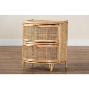 Round <b>Rattan</b> <b>Bedside</b> <b>Table</b> with Elegant Wooden Frame and Natural Finish for Stylish Interior Decoration - Product Image 2
