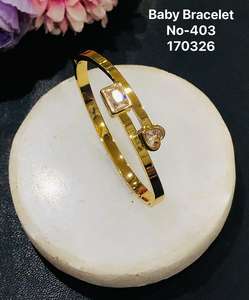 Bracelet pour bébé plaqué or avec pierre carrée en CZ, bracelet ajustable pour enfants, bijoux en acier inoxydable pour nourrissons, cadeau - Product Image 2