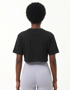 Women Loose Sport Crop Top T-Shirt Women's Short Sleeve Loose Fit Cropped Top <b>Running</b> Training Women Yoga Short Tops - Product Image 2