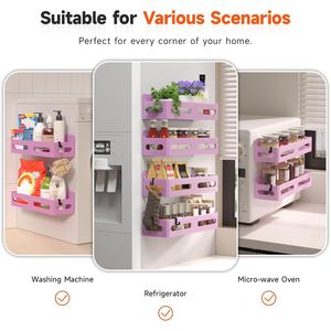4 Pack Strong Magnetic Spice Rack for Refrigerator Multipurpose 4-Hook <b>Shelf</b> Organizer for <b>Kitchen</b> & Bathroom - Product Image 6
