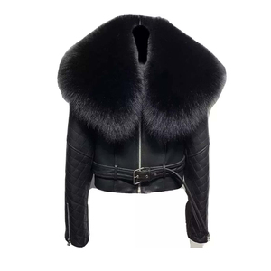 Abrigo de Piel de Oveja Genuina Marrón para Hombre con Cuello de Piel y Cremallera, Abrigo de Invierno - Product Image 5