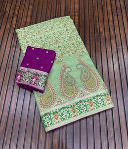 Luxury Pure Pasmina Silk <b>Saree</b> with Kashmiri Meenakari Weaving & Swarovski Diamond Work - Product Image 1