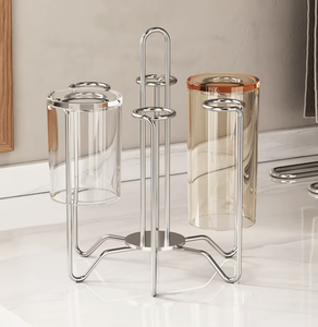 Organizador de Cocina Metálico Minimalista con Bandeja de Drenaje, Almacenamiento Independiente para Tazas y Recipientes, Altura de 6-7.9 Pulgadas - Product Image 4