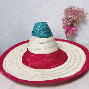 Chapeau Sombrero Mexicain Rouge en Paille Naturelle pour Femme, Impression de Logo Personnalisé, Vente en Gros Directe Usine pour Usage Quotidien, Fêtes, Festivals, Voyages - Product Image 1
