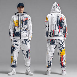 Ensemble de survêtement cargo baggy unisexe pour l'hiver, sweat-shirt à épaules tombantes et pantalon cargo à jambes larges - Product Image 6