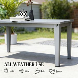 Tavolo da Pranzo Rettangolare Grigio per Esterni, Giardino e Terrazza (Solo Tavolo) - Product Image 2