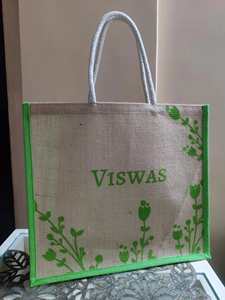 Bolsa de Compras de Yute y Algodón Laminado con Asa Larga, Personalizada, Ecológica, Tamaño Mediano, Estilo Bengala Occidental, Venta al Por Mayor - Product Image 4