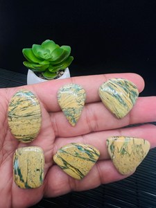 Cabochon ovale en jaspe mariposite naturel blanc, pierre précieuse lâche à changement de couleur, trou de 5 mm, idéal pour la fabrication de bagues et pendentifs. - Product Image 6
