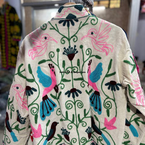 Indian Handmade Suzani Cotton Jacket Hand Embroidered Short Jacket Unisex Coat Handmade Suzani Short Jacket - Product Image 2