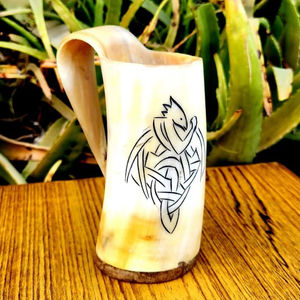 Best Quality Natural Water Buffalo Horn Tankard Polished Animal Style Viking Carving <b>Mug</b> Eco-Friendly <b>Large</b> Capacity - Product Image 2