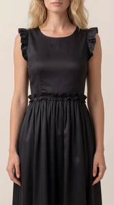 Robe longue noire à volants pour femme, en coton, décontractée, légère et fluide, idéale pour l'été, les soirées et les fêtes - Vente en gros Fabricant - Product Image 5