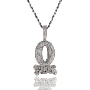 Collier pendentif initial O en Moissanite, breloque lettre bulle entièrement pavée, ton or, bijoux Hip Hop, cadeau de luxe et de caractère - Product Image 1