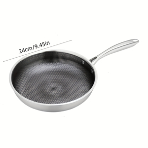Poêle à frire élégante en acier inoxydable avec technologie antiadhésive professionnelle, grande capacité de cuisson, poignées rivetées durables - Product Image 4