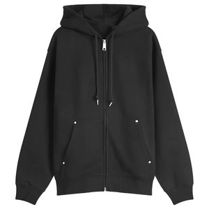 Sweat à capuche personnalisé en coton épais coupe classique avec double fermeture éclair pour homme – Modèle vierge - Product Image 4