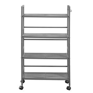 Scaffale in Ferro a 4 Ripiani Hodely, Stile Industriale Rustico, con Ruote, Grigio RT - Product Image 3