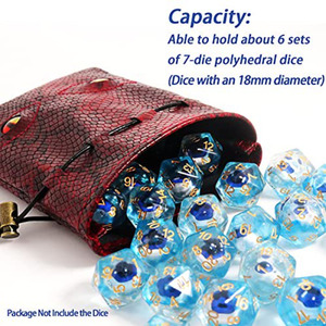Bolsa de Dados de Piel Sintética PU con Cordón, Diseño Dragón Rojo, Temática Mítica, Hecha a Mano, para Juegos de DND - Product Image 6