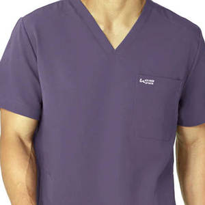 ชุดสครับผู้ชายคอวีแบบสั่งทำพิเศษ แขนสั้น รุ่นใหม่ล่าสุด ชุดสครับสีพื้นสำหรับโรงพยาบาล - Product Image 6