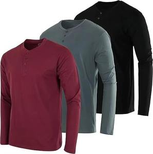 T-shirt Homme Bleu Marine Personnalisé en Gros, Col Contrastant, Col Rond, Manches Longues, Coton Jersey, Coupe Oversize Décontractée - Product Image 2