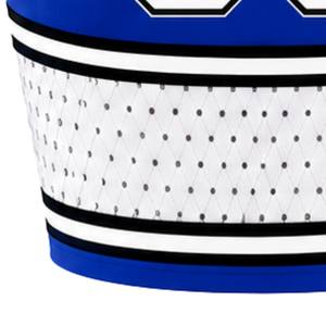 Haut court de cheerleading sans manches bleu roi et blanc pour femme, col en V, uniforme de performance athlétique pour équipe, tenue de compétition sportive - Product Image 6