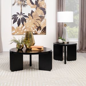 Tavolino Rotondo Harrison in Legno Massello Nero per Arredamento Soggiorno - Product Image 6