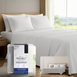 Juego de Sábanas de Percal Blanco de 200 Hilos para Cama Matrimonial, Estilo Americano, 6 Piezas, Ropa de Cama para Hogar y Hotel, Incluye 4 Sábanas Planas - Product Image 3
