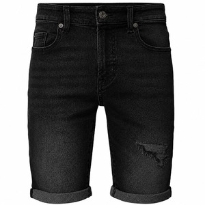Pantalones cortos de natación Arrow para hombre, 100% algodón, denim lavado, cintura alta, corte recto, tejido de verano, doble rodilla, transpirables, estilo urbano, ropa de playa - Product Image 1
