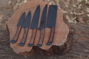 Custom Five-piece Handmade Carbon Steel Straight Edge Kitchen <b>Knife</b> <b>Set</b> Chef Ambidextrous Professional Cooking Durable <b>sharp</b> - Product Image 5