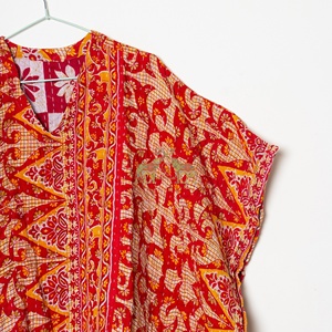 indian women kaftan dress Vintage Kantha <b>stitched</b> Cotton kaftan <b>hand</b> <b>stitched</b> assorted color designed - Product Image 6